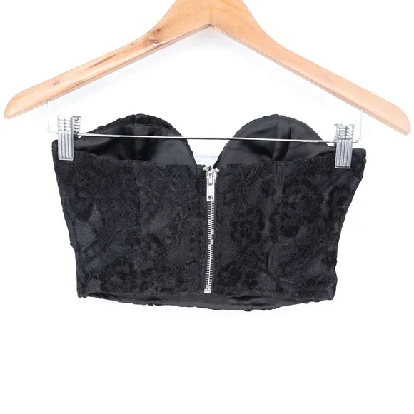 naked wardrobe Black Lace Bustier Crop Top - Picture 5 of 7